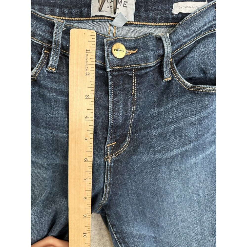 Frame Le Skinny De Jeanne Jeans Blue Medium Wash 29 Wooster Frayed Distressed - Picture 6 of 16
